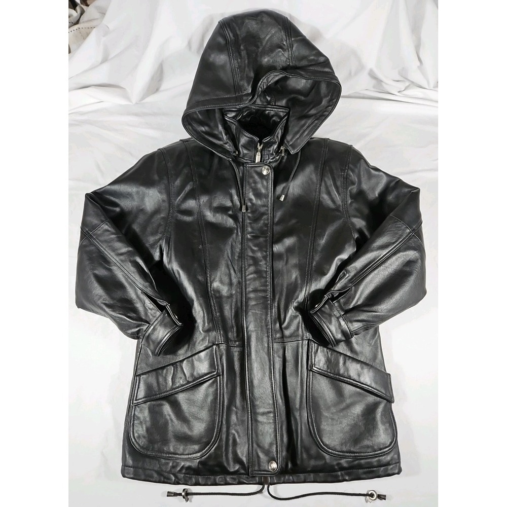 Vintage Bromley Sport Womens Leather Jacket Medium Removable Liner And‎ Hood